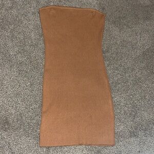 Kendall & Kylie S Light Brown Strapless Knit Dress